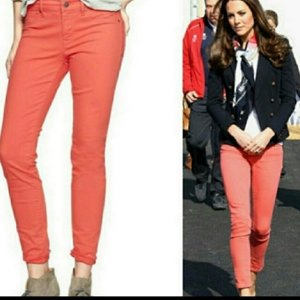 Cupid Pink Mid-rise true skinny ankle jeans coral
